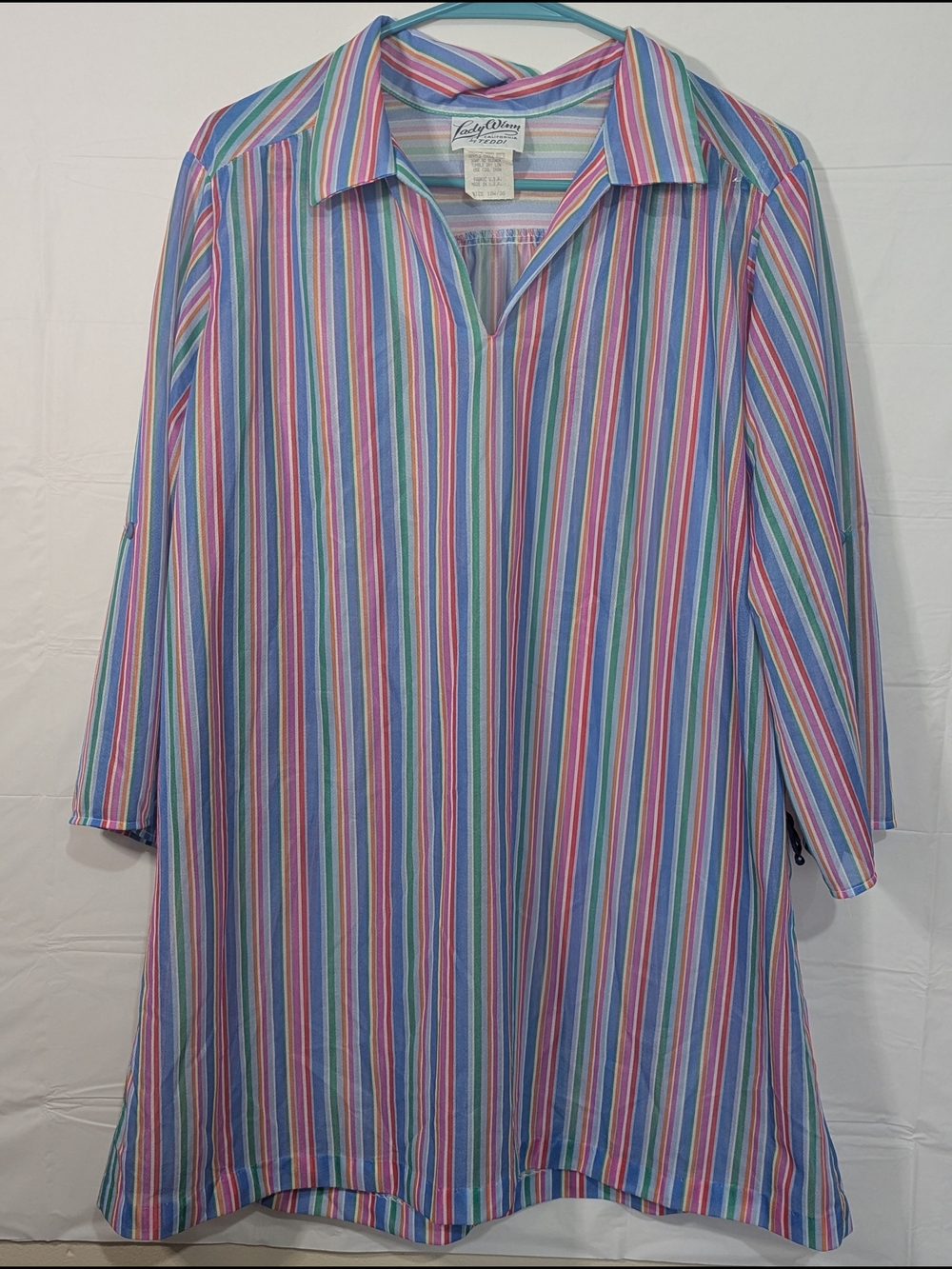 Vintage Lady Winn by Teddi Women's 18W Plus Size Pastel Striped Tunic Top USA